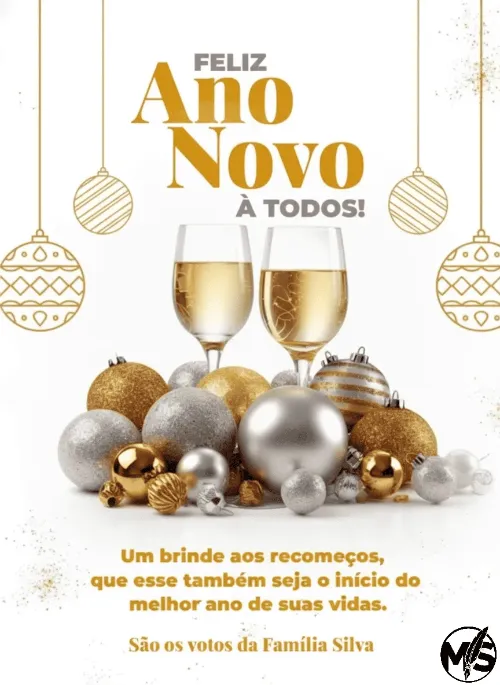 Cartão Ano Novo Família