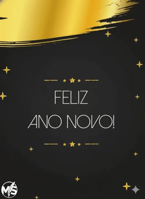 Cartão Feliz Ano Novo Dourado